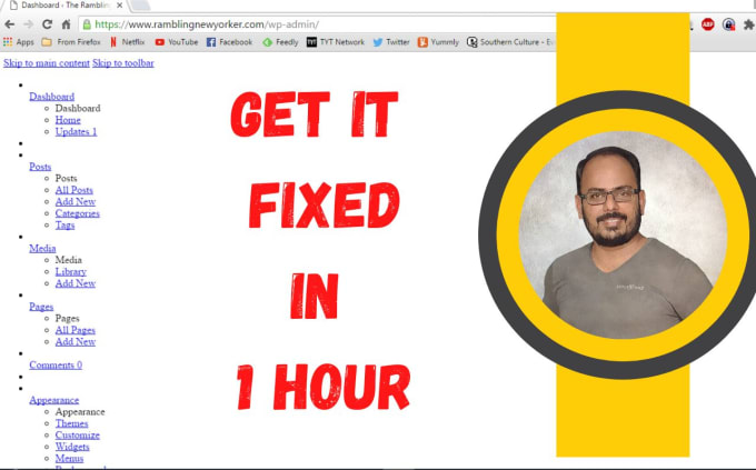 Gig Preview - Fix wordpress broken dashboard in 1 hour