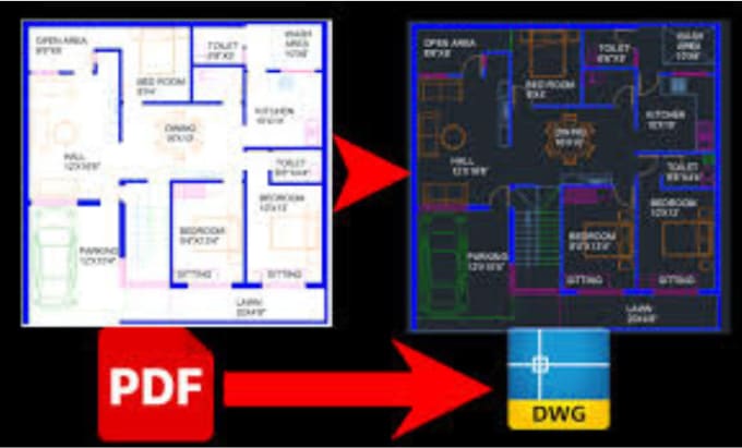 Gig Preview - Convert pdf, sketch or image drawing to autocad