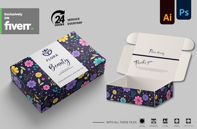 Gig Preview - Do box design, mailer subscription box design and 3d mockup