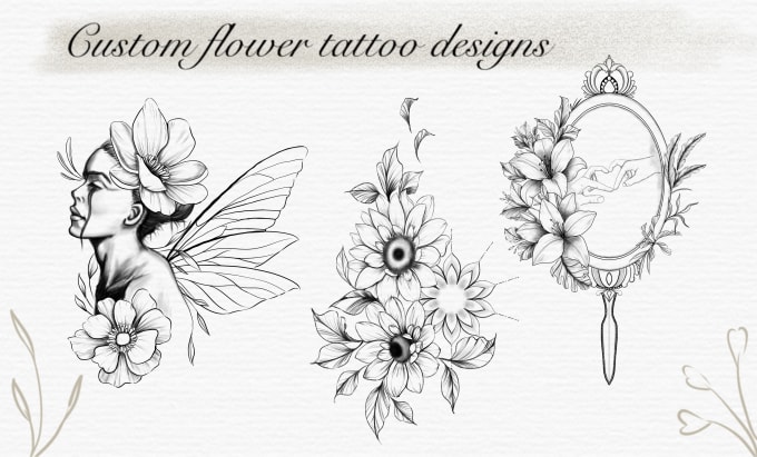 Gig Preview - Draw custom unique floral tattoo design for you