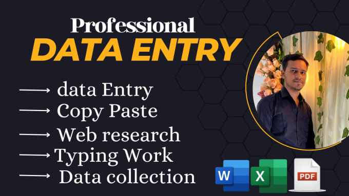 Gig Preview - Do professional data entry, web research, excel, copy paste