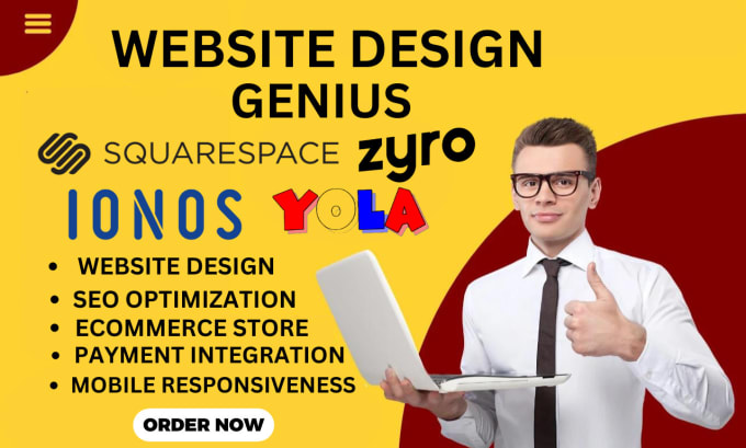 Gig Preview - Design squarespace, zyro, ionos, yola website, do zyro, squarespace redesign