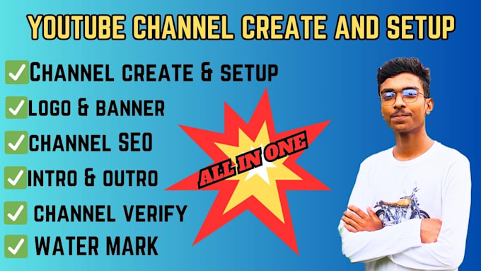 Gig Preview - Create a professional youtube channel verify and setup channel logo