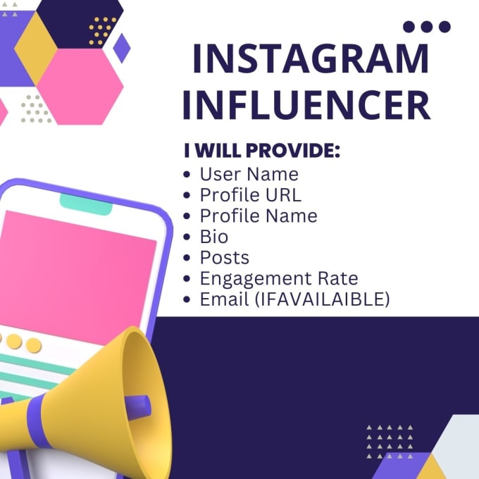 Gig Preview - Research top best instagram influencer data