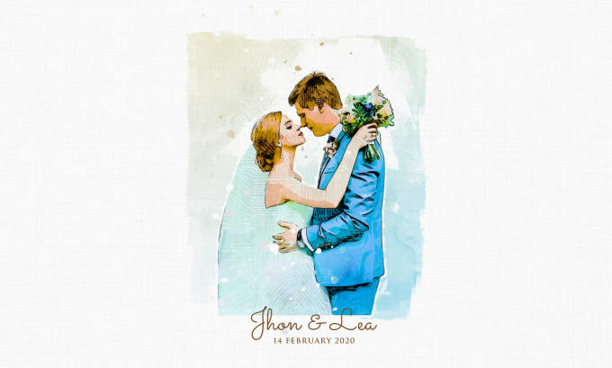 Gig Preview - Draw couple and wedding portrait watercolor illustration