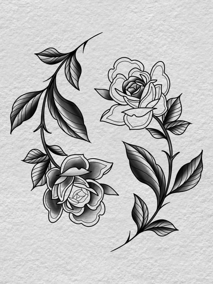 Gig Preview - Create for you a unique floral tattoo design