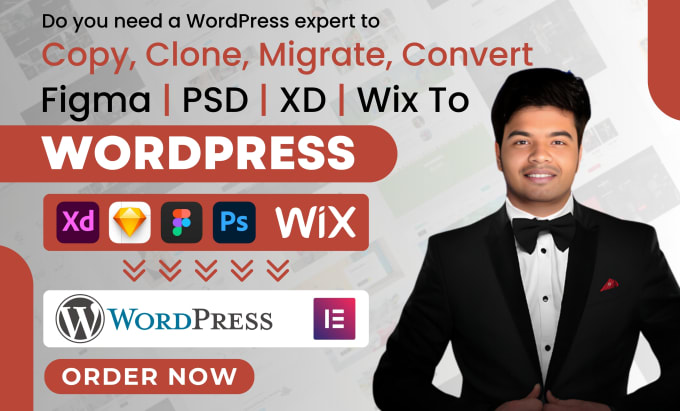 Gig Preview - Copy clone website wix to wordpress migration convert psd xd figma to wordpress