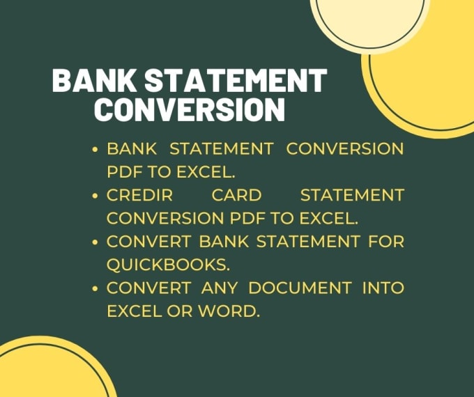 Gig Preview - Convert bank statement PDF to excel, CSV, word