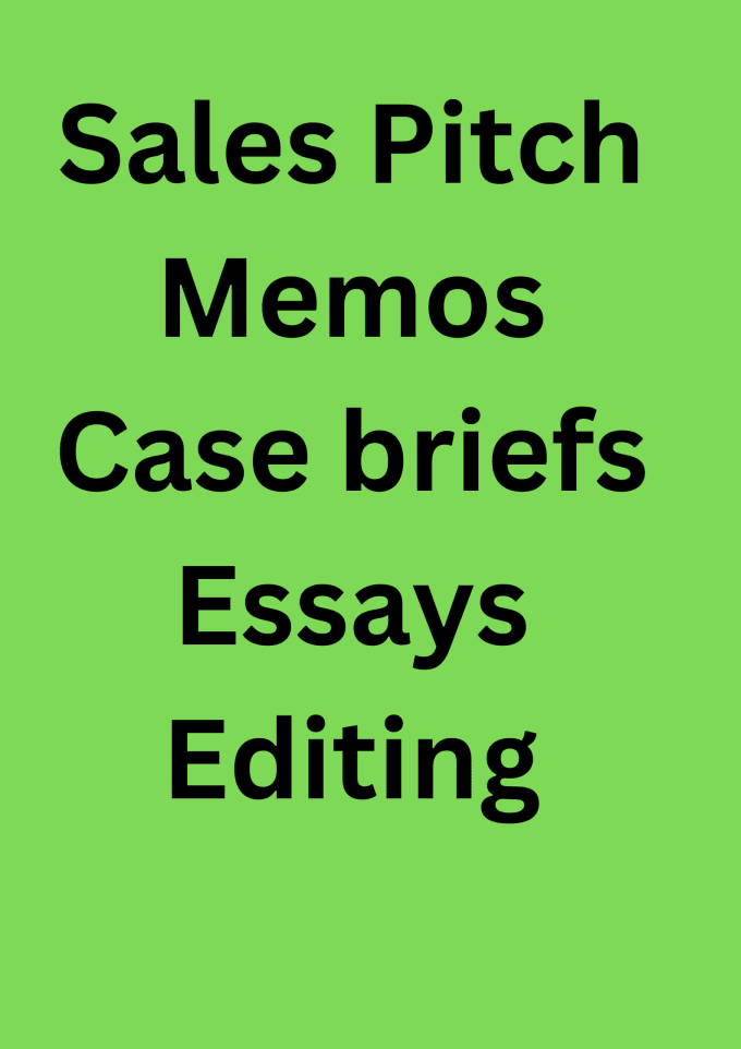 Bestseller - write sales pitch, memo and case briefs