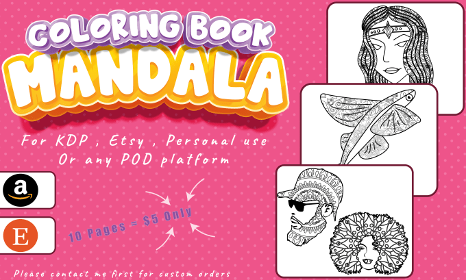 Gig Preview - Create your KDP mandala adult coloring book pages for KDP or etsy