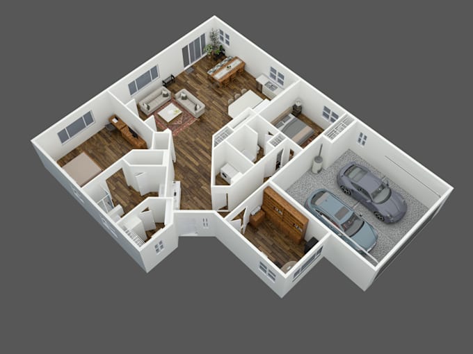 Gig Preview - Deliver high quality architectural 3d floor plan renders for real estate in 8hr