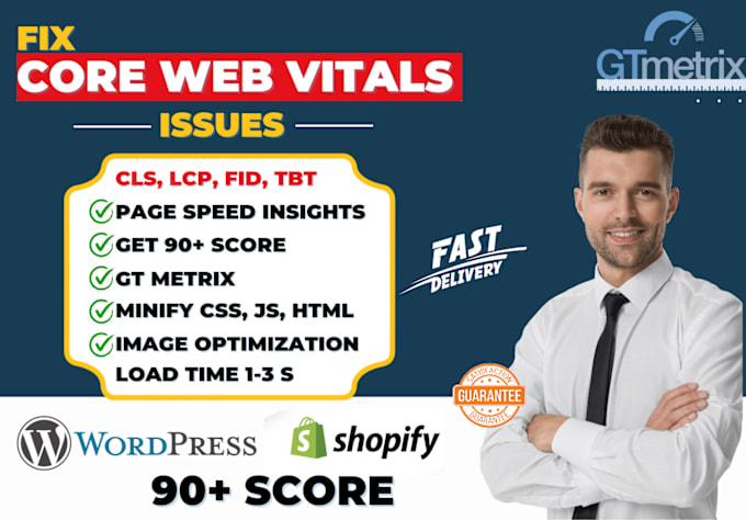 Gig Preview - Perfectly fix core web vitals, cls lcp and fid errors of wordpress and shopify