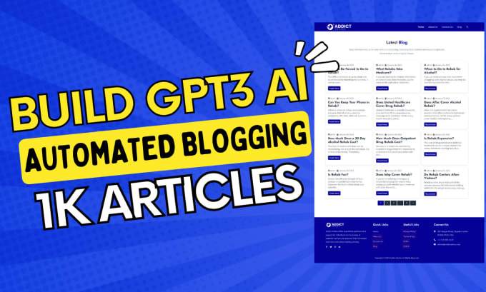 Bestseller - build ai auto blogging wp site on your preferable niche with 1k articles by gpt3