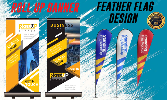 Gig Preview - Feather flag design, billboard ads and roll up banner design