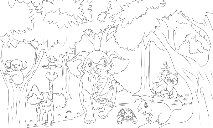 Gig Preview - Draw coloring book page illustration for kids and adults