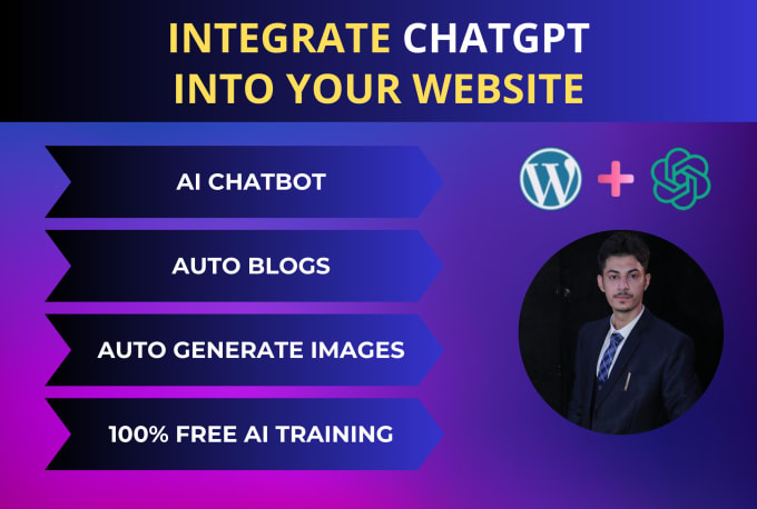 Gig Preview - Do integrate chatgpt gpt3 chatbot in your wordpress website