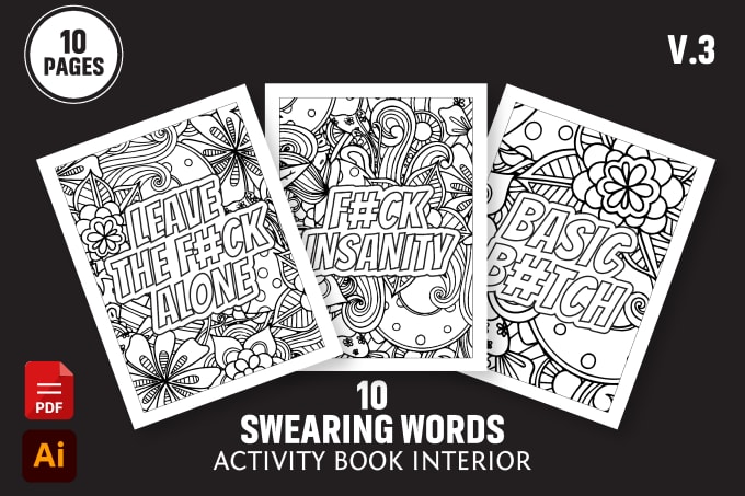 Gig Preview - Do a unique motivational swear word adult coloring book for KDP etsy