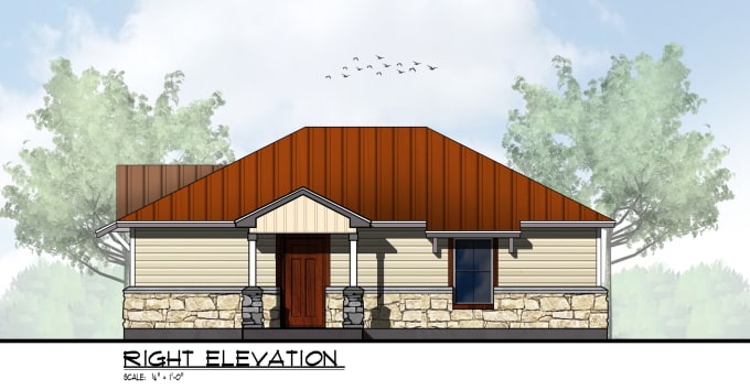 Gig Preview - Draw and render floor plan, site plan, elevation, section in photoshop