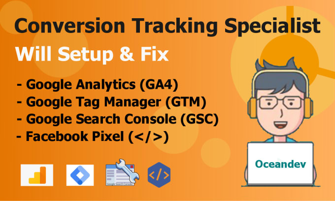 Gig Preview - Setup google ads conversion tracking, ga4 ecommerce tracking, gtm, fb pixel