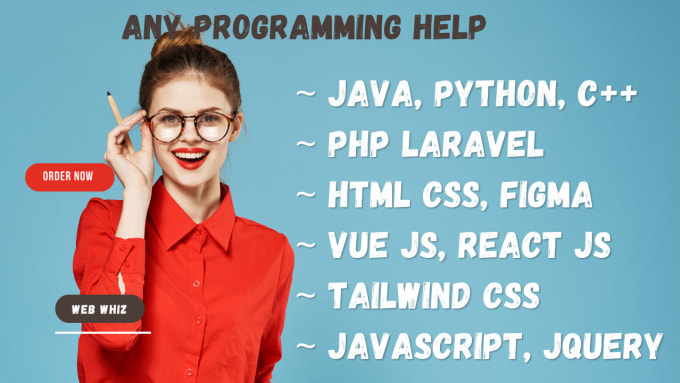 Gig Preview - Do java, pyhton, cpp, javascript, c, html, css, php and laravel, vue, react