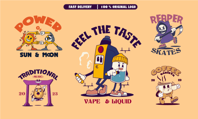 Gig Preview - Create a cute vintage mascot cartoon logo illustration