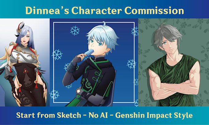 Gig Preview - Draw any character in anime genshin impact style