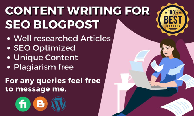 Gig Preview - Be your content writer for SEO articles and blogposts