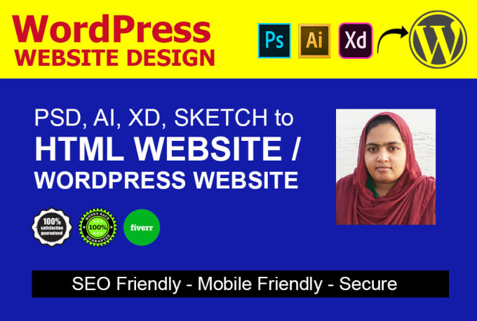 Gig Preview - Convert psd, xd, jpg, sketch to html and wordpress website