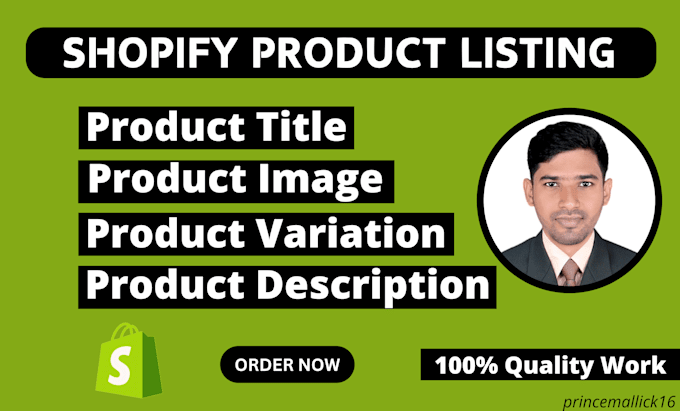 Gig Preview - Do shopify products listing, products upload and shopify data entry task