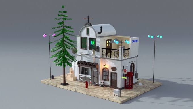 Gig Preview - Design 3d cartoon house