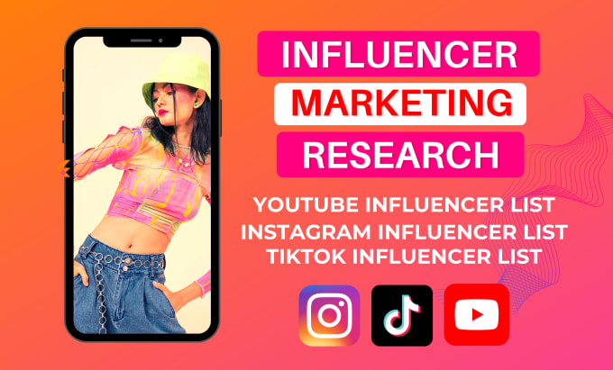 Gig Preview - Find best instagram, youtube, and tiktok influencers list