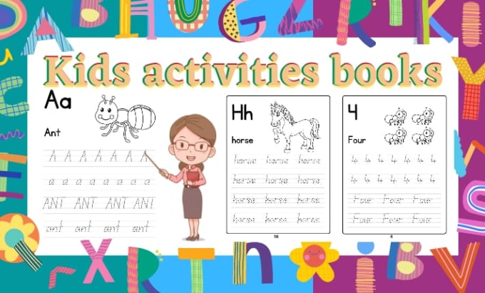 Gig Preview - Illustrate kids activity book coloring handwriting workbook for KDP