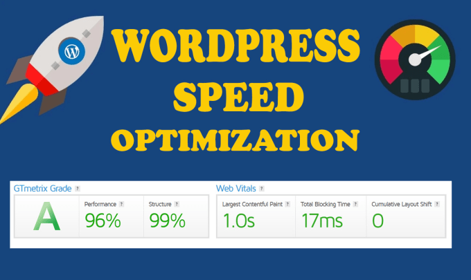 Gig Preview - Do wordpress website speed optimization with gtmetrix, google pagespeed insights