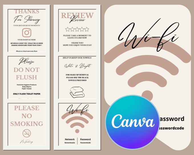 Gig Preview - Send you a ready to edit airbnb sign bundle canva template