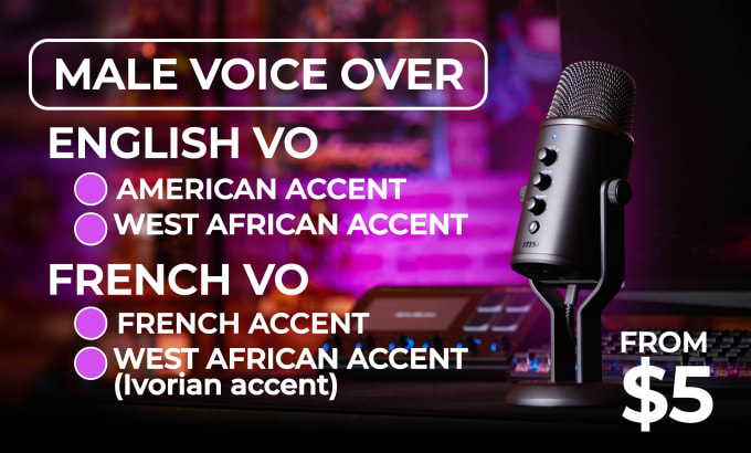 Gig Preview - Be the male english voiceover for your projects