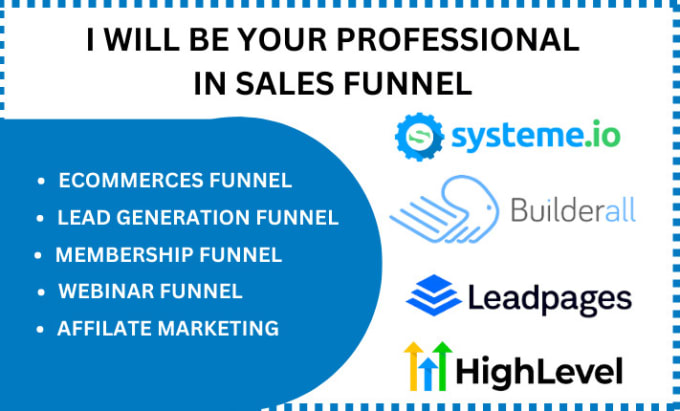 Gig Preview - Build sales funnel on thrivecart leadpages  systeme io samcart simvoly instapage