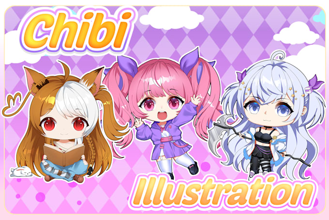 Gig Preview - Draw cute chibi illustration anime, vtuber very cute style