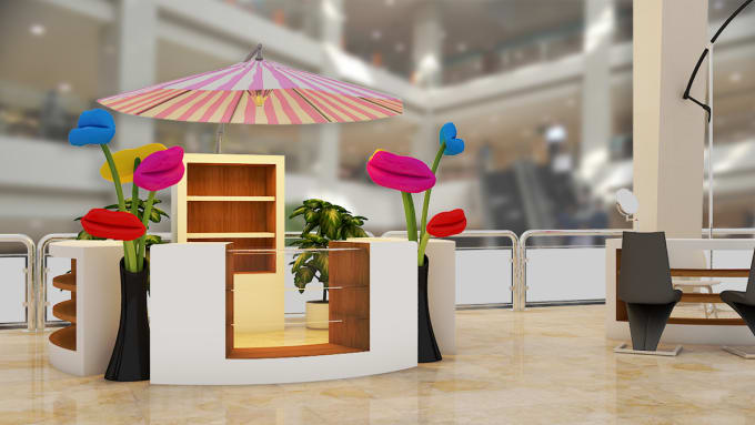 Gig Preview - Do 3d trade booth, exhibition mall stall, kiosk, display stand design