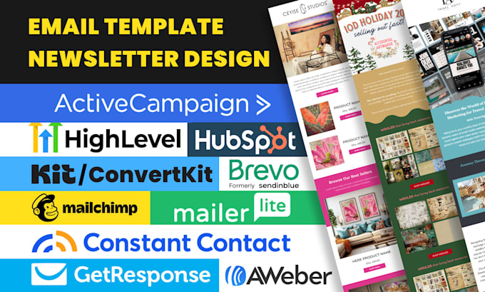 Gig Preview - Design activecampaign, hubspot, mailerlite, brevo, kit email template newsletter