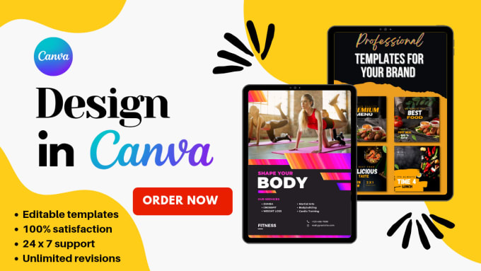 Gig Preview - Custom design editable canva templates or social media post