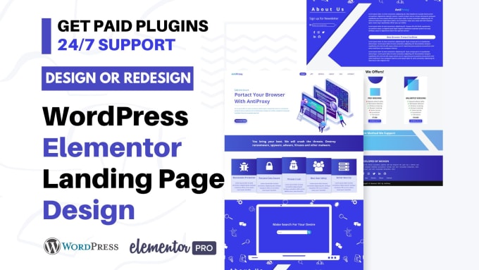 Gig Preview - Do beautiful responsive wordpress landing page elementor pro