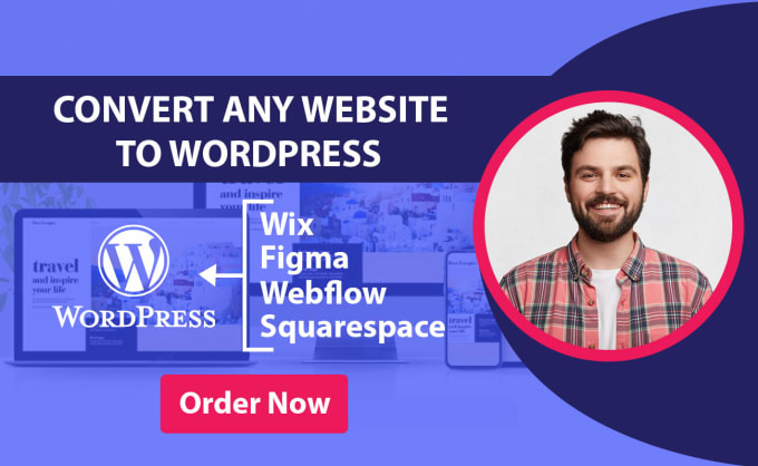 Gig Preview - Convert clone or transfer wix, figma, webflow,  weebly to wordpress website