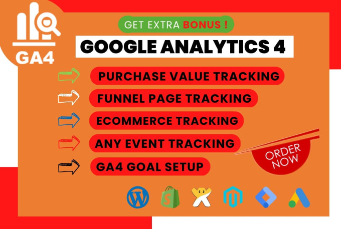 Gig Preview - Setup google analytics 4, ga4 ecommerce conversion tracking