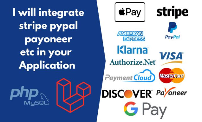 Gig Preview - Integrate secure payment gateway in php laravel app like stripe, paypal etc