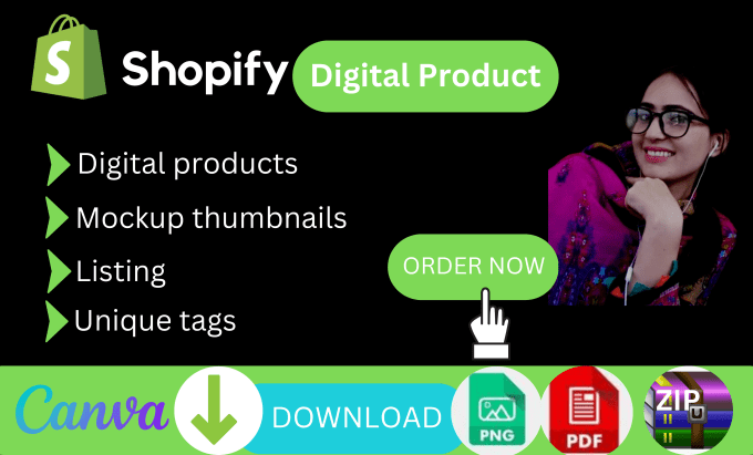 Gig Preview - Design shopify digital products, upload, shopify digital product store expert