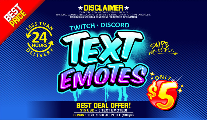 Gig Preview - Make text emote for twitch or discord in 24 hours