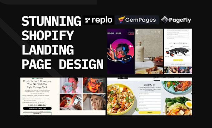 Gig Preview - Design shopify landing page by replo pagefly gempages