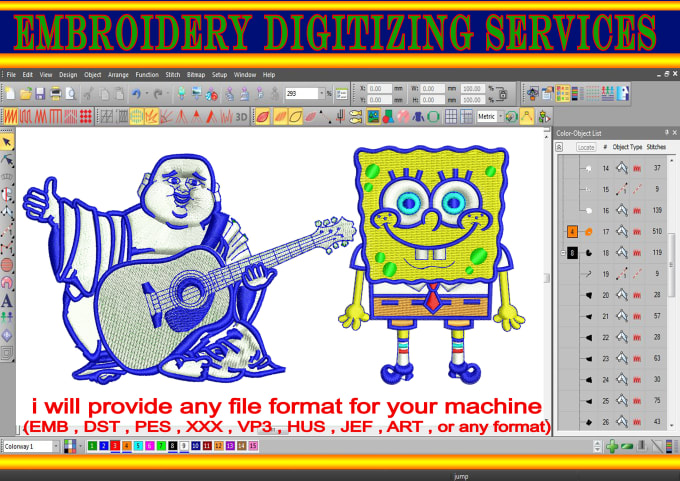 Gig Preview - Do professional embroidery digitizing into emb dst