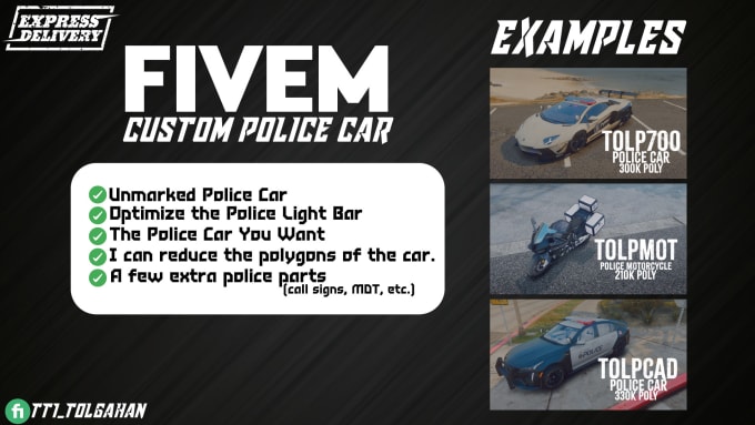 Gig Preview - Make the police car in the fivem game for you , gta5