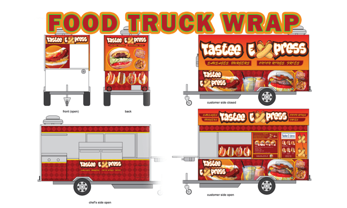 Gig Preview - Design food truck wrap, 3d truck wrap, trailer wrap 12 hours